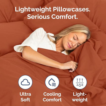 Body Pillowcases Set of 4-20x54 Long Body Pillow Case - Soft Body Pillow Cover for Sleeping & Side Sleepers - Comfy, Breathable & Fade Free - Machine Washable w/Envelope Enclosure - (Terracotta)