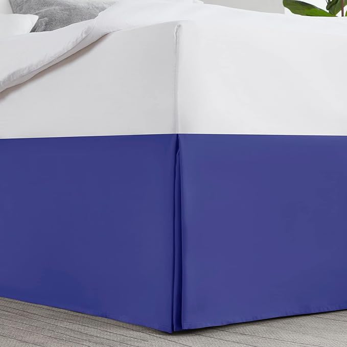Nestl Royal Blue Blue Bed Skirt Queen Size - Queen Bed Skirt 14 Inch Drop - Brushed Microfiber Bed Skirts - Hotel Quality Pleated Bed Skirt - Shrinkage & Fade Resistant