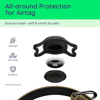 Airtag Dog Collar, Reflective Ultra-Durable Nylon Padded with QR Code Buckle & IP68 Waterproof Air Tag Holder Compatible for Apple AirTag, Comfortable for Small Medium Large Dogs(Brown,S)