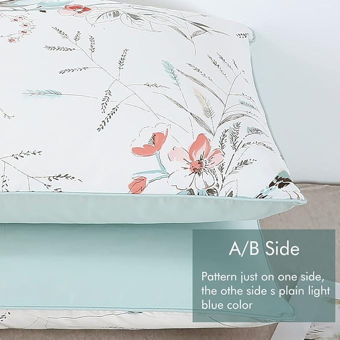 WINLIFE 100% Cotton Pillowcases Garden Floral Birds Printed on White Pillow Cases Pillow Cover Set of 2 (Standard 20x26 inches, Birds Floral)