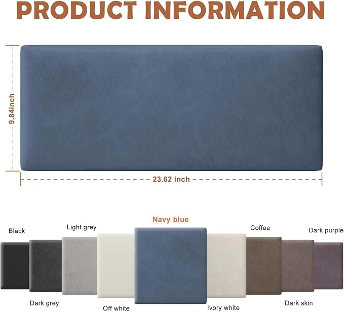 IFNOW Wall Mounted Headboard, Peel and Stick Panels, Navy Blue, Queen | Upholstered 3D Soundproof Acoustic Panels Reusable and Removable Padded Leather Bed Headboard, 9 Panels 9.84" x 23.62"