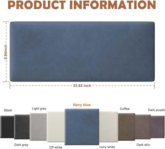 IFNOW Wall Mounted Headboard, Peel and Stick Panels, Navy Blue, Queen | Upholstered 3D Soundproof Acoustic Panels Reusable and Removable Padded Leather Bed Headboard, 6 Panels 9.84" x 23.62"