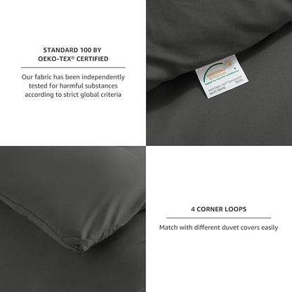 CozyLux California King Comforter Set Dark Grey, 3 Pieces Cal King Solid Breathable Bedding Set All Seasons, Dark Gray Luxury Soft Lightweight Bed Set with Down Alternative Comforter and 2 Pillowcases