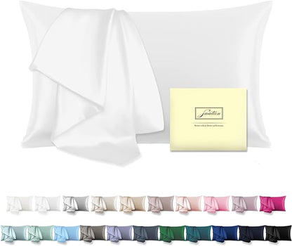 Mulberry Silk Pillowcase for Hair and Skin Pillow Case with Hidden Zipper Soft Breathable Smooth Cooling Silk Pillow Covers for Sleeping (White, King,1Pcs)