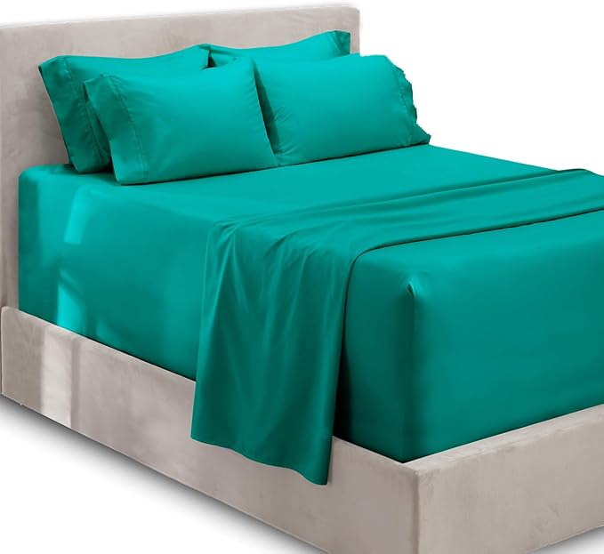 Hearth & Harbor Extra Deep Pocket Sheets - Fits Mattress 18-24 Inches Deep - Extra Deep Pocket Full Size Sets - 6 Piece Full Size - Full - Teal