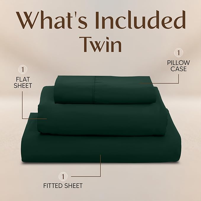 Utopia Bedding Twin Sheet Set – 3 Piece Bed Sheets for Twin Size Bed, Soft and Breathable Microfiber, Includes 1 Fitted Sheet, 1 Flat Sheet and 1 Pillowcase (Emerald Green)