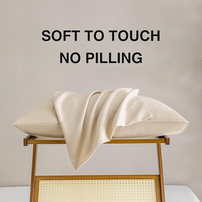 MINIPANDA Beige Pillow Cases Standard Size Set of 4 - Super Soft, Smooth and Breathable Standard Pillow Cases- Envelope Design - Machine Washable Lightweight (20X26 Inches (4 Piece))