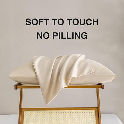 MINIPANDA Beige King Size Pillow Cases Set of 4 - Super Soft, Smooth and Breathable Pillow Cases King - Envelope Design - Machine Washable Lightweight (20X40 Inches (4 Piece))