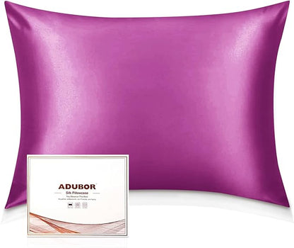 Adubor 100% Silk Pillowcase - Mulberry Silk Pillow Cases, 22 Momme 6A Grade Fibers, Silk Pillow Case for Hair and Skin Health, with Hidden Zipper (Queen 20''x30'', Dark Purple, 1PC)