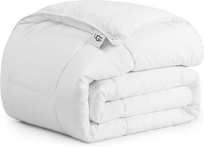 UGG Danielle Twin Comforter Duvet Insert Cooling Lightweight Down Alternative Hypoallergenic Machine Washable Quilted Fluffy Comforter Blanket with Corner Tabs for Duvet Cover, Twin, Bright White