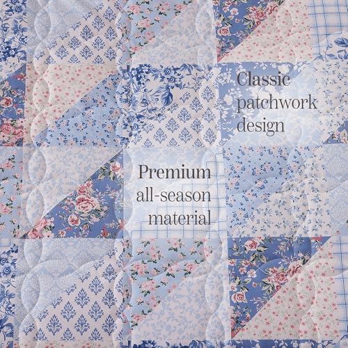 Twin/Twin XL Quilt Set-2 Pieces Soft Bedding Floral Patchwork Coverlet