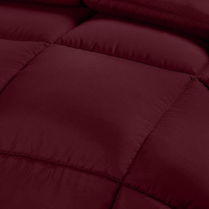 Utopia Bedding Comforter Duvet Insert, Quilted Comforter with Corner Tabs, Box Stitched Down Alternative Comforters Twin Size (Burgundy)