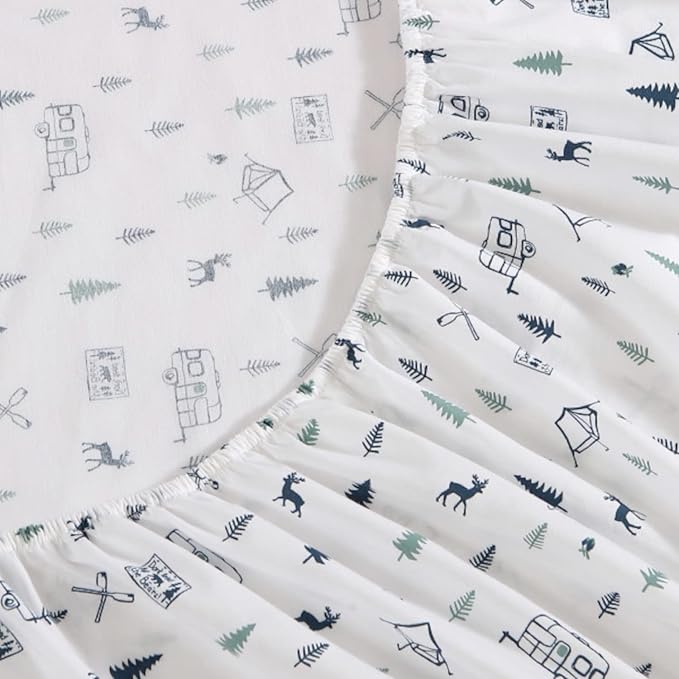 Eddie Bauer Home | Percale Collection Sheet Set-100% Cotton, Crisp & Cool, Lightweight & Moisture-Wicking Bedding, King, Campout