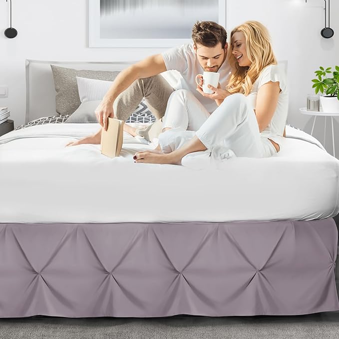 Nestl Dusty Purple Bed Skirt Twin Size, Pinch Pleat Twin Bed Skirt, 14" Inch Drop Twin Bedskirt, Hotel Quality Dusty Purple Bed Skirts, Microfiber Bedskirt for Twin Bed, Dusty Purple Twin Bed Skirt