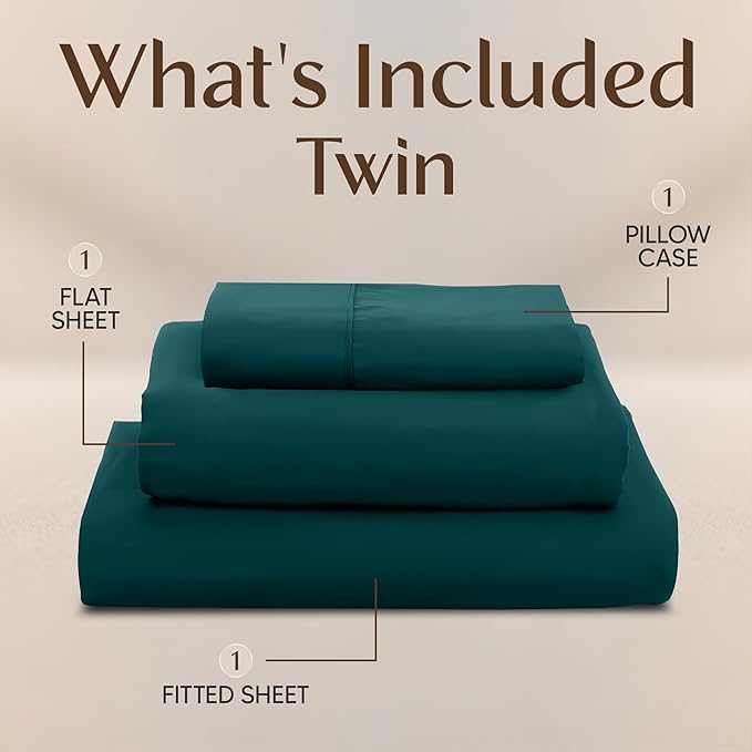 Utopia Bedding Twin Sheet Set – 3 Piece Bed Sheets for Twin Size Bed, Soft and Breathable Microfiber, Includes 1 Fitted Sheet, 1 Flat Sheet and 1 Pillowcase (Teal Green)