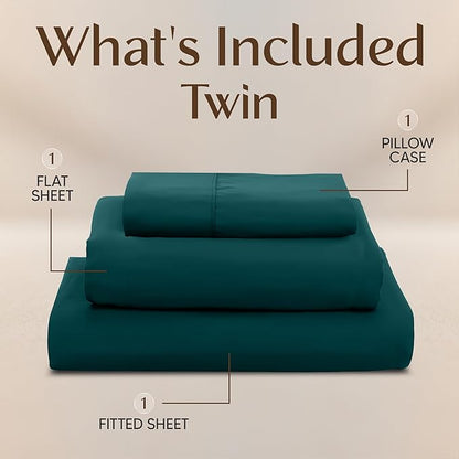 Utopia Bedding Twin Sheet Set – 3 Piece Bed Sheets for Twin Size Bed, Soft and Breathable Microfiber, Includes 1 Fitted Sheet, 1 Flat Sheet and 1 Pillowcase (Teal Green)