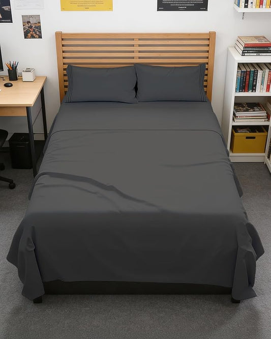 Full XL Bed Sheet - 4 Piece Full XL Bed Sheets Set - Soft, Breathable & Cooling - Hotel Luxury Bedding for Women, Men, Kids, Teens, Boys & Girls - Deep Pockets, Comfy, Fade & Wrinkle Free - Charcoal