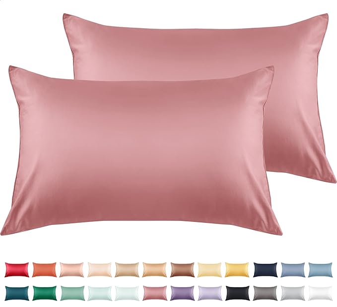 Warmstar Cotton Pillow Cases King Size Set of 2, 600 Thread Count Pillowcases 20x36 Inches, Soft Long Staple Cotton Pillowcases Breathable with Envelope Closure,Lotus Pink