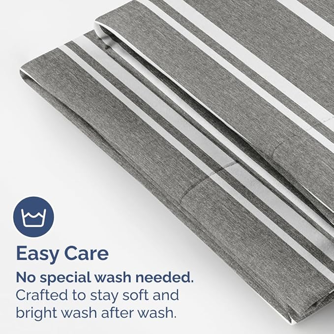 Standard Pillow Cases Set of 2 - Ultra-Soft Hotel Quality Pillowcase Covers - Comfy & Wrinkle Free - Stain and Fade Resistant - Machine Washable Pillow Protectors - 2 Piece Set - Grey Stripes 3