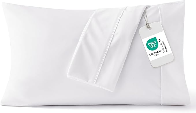 Bedsure Pillow Cases Standard Size Set of 2 - White Brushed Microfiber Pillowcases, Super Soft Pillowcase, Pillow Shams Covers with Envelope Closure for Kids, Wrinkle, Fade Resistant, 20x26 Inches