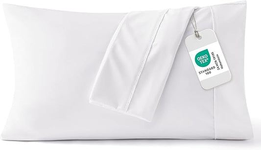 Bedsure Pillow Cases Standard Size Set of 2 - White Brushed Microfiber Pillowcases, Super Soft Pillowcase, Pillow Shams Covers with Envelope Closure for Kids, Wrinkle, Fade Resistant, 20x26 Inches