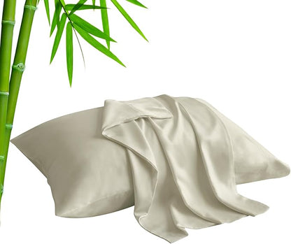 BEDELITE Standard Pillow Cases Set of 2, Rayon Derived from Bamboo, Cooling Pillow Cases for Hot Sleepers & Night Sweats, Breathable Silky Soft Envelope Pillowcases(Linen, 20"x26")