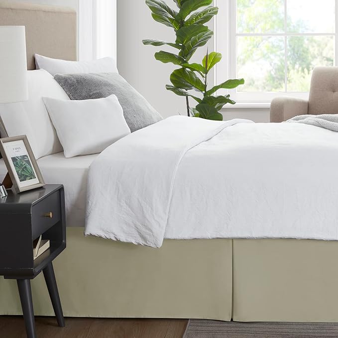 Nestl Green Full XL Bed Skirt - Full XL Size Bed Skirt 14 Inch Drop - Brushed Microfiber Bed Skirts - Hotel Quality Pleated Bed Skirt - Shrinkage & Fade Resistant