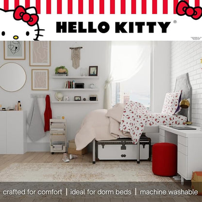 Collectibles Hello Kitty Bedding Super Soft Cotton 3 Piece Twin XL Sheet Set, College Dorm Essentials (Officially Licensed Product) by Franco