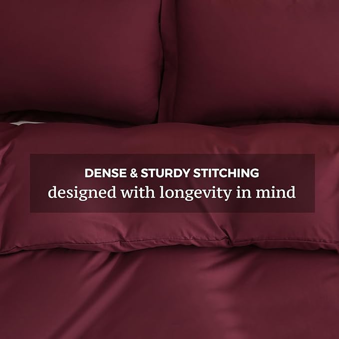 JSD Burgundy Duvet Cover Set King Size, 3 Piece Duvet Cover with Pillow Shams, Soft Brushed Microfiber Zipper Closure, Comforter Not Included