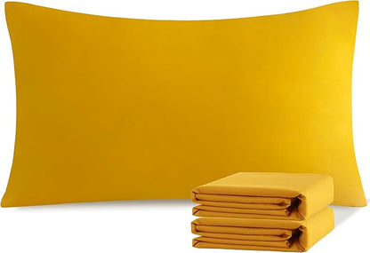 NTBAY King Pillowcase Set - 2 Pack Brushed Microfiber 20x36 Pillowcases - Soft, Wrinkle-Free, Fade-Resistant, Stain-Resistant, Ginger Yellow Pillowcases with Envelope Closure - 20x36 Inches