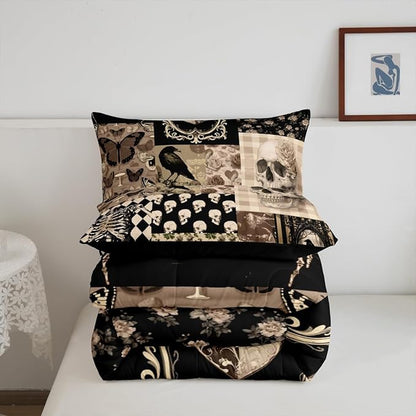Fall Rustic Comforter Set Queen Size,Autumn Harvest Theme Bedding Sets for Kids Women Men Adult Room Decor,Countryside Farmhouse Quilt Set Vintage Oil Painting Art Duvet Insert,2 Pillowcases