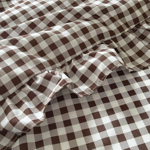 NSNLGSGC Mocha Gingham Ruffle King Duvet Cover