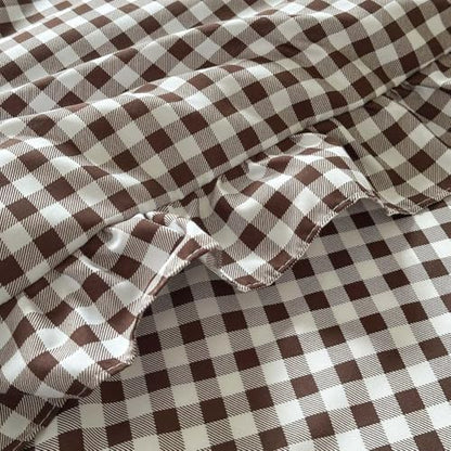 NSNLGSGC Mocha Gingham Ruffle King Duvet Cover