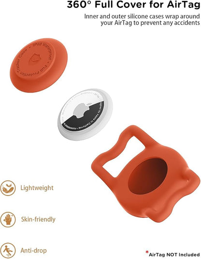 IP68 Waterproof Dog AirTag Holder for Dog Collar, Soft, Stretchy Silicone | Full-Body Protection, Easy Tool-Free Installation, Quiet, No-Dangle Fit, Lightweight, Fits Dog & Cat Collars of All Widths