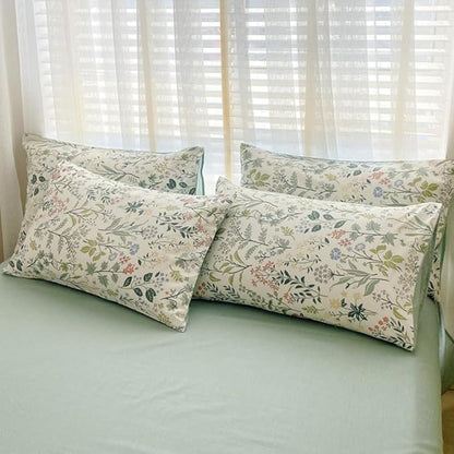 VM VOUGEMARKET Twin XL Comforter Set 3 Pieces Green White Flower Botanical Comforter with 2 Pillowcases Microfiber Cottagecore Bedding Set Twin
