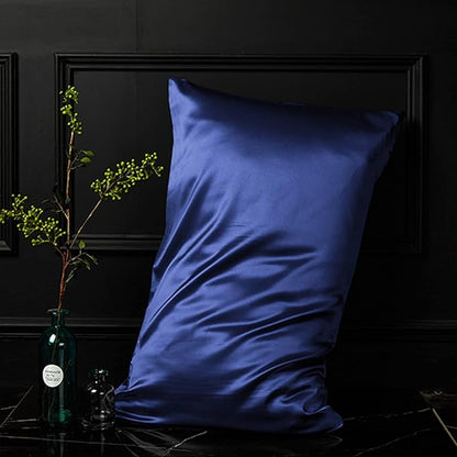 NTBAY 12 Pack Satin Standard Pillowcases for Hair and Skin, Luxurious and Silky Pillow Cases with Envelope Closure, 20 x 26 Inches, Navy Blue