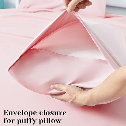 BYSURE 4 Pieces Bed Sheets Set(Twin, Light Pink) - Super Soft 1800 Thread Count 100% Microfiber Sheets with Deep Pockets, Wrinkle & Fade Resistant