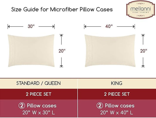 Mellanni Pillow Cases - Luxury, Extra Soft, Cooling Pillow Covers - 2 PC Iconic Collection Pillowcases - Envelope Closure (King 20" x 40", Golden Ivory)
