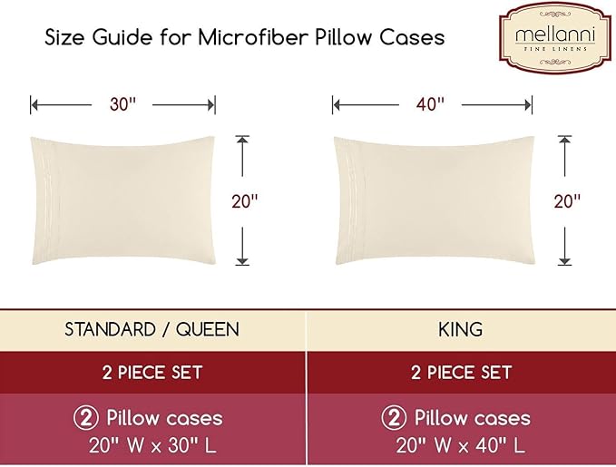 Mellanni Pillow Cases - Luxury, Extra Soft, Cooling Pillow Covers - 2 PC Iconic Collection Pillowcases - Envelope Closure (Standard/Queen 20" x 30", Golden Ivory)