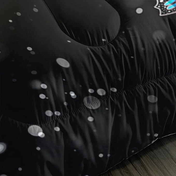 Skull Bedding Set Queen Size,Goth Bedding Sets Queen with Comforter,Skull Comforter Set,Rose Comforter Halloween Skull Bed Comforter,Blue Comforter Black Bedding Skull Quilt
