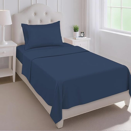Mejoroom Twin Sheet Set - Hotel Collection Twin Sheets - Bedding Sheets & Pillowcases with Deep Pocket Fitted Sheet, Breathable, Wrinkle & Fade Resistant - 3 Piece(Navy)