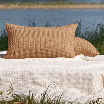 PHF Cotton Waffle Pillow Shams King Size 20" x 36", Clay, No Insert
