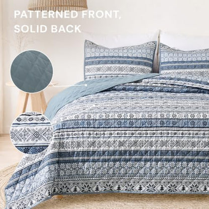 WRENSONGE Boho King Quilt-Bohemian Quilts King Size Quilt Bedding Set
