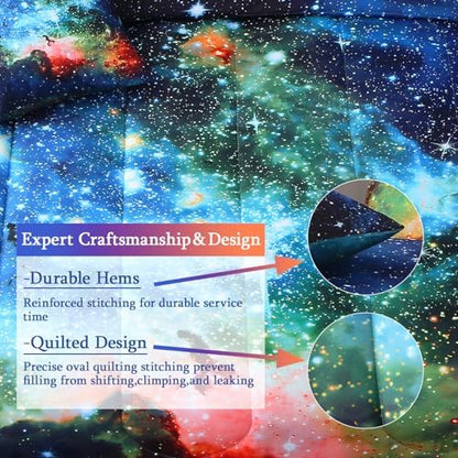 JQinHome Full Galaxy Comforter Sets 6 Piece Bed in A Bag, Outer Space Themed Bedding for Children Boy Girl Teen Kids,1 Comforter, 1 Flat Sheet, 1 Fitted Sheet, 2 Pillowshams, 1 Cushion Cover(Blue)