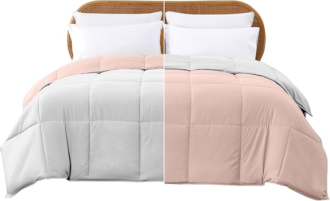Modern Threads Down Alternative Reversible Comforter Blush/White King
