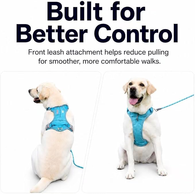 No Pull Dog Harness with Built-in Hidden AirTag & GPS Tracker Holder, Reflective Adjustable Escape-Proof Vest Harness for Small & Medium Dogs (Blue, M)