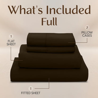 Utopia Bedding Full Size Sheet Set – 4 Piece Bed Sheets, Soft and Breathable Microfiber, Includes 1 Fitted Sheet, 1 Flat Sheet and 2 Pillowcases – Oeko Tex (Brown)