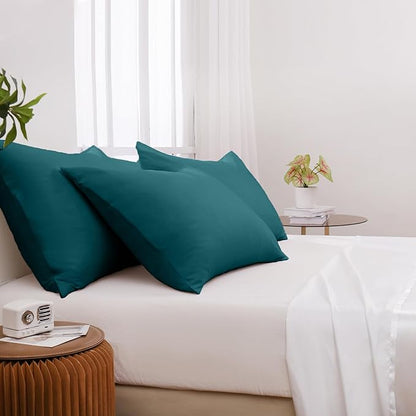Pillowcases Queen 12 Pack, 20x30 Pillow Cases with Envelope Closure, Soft Plain Brushed Microfiber Covers Breathable Wrinkle-Resistant, Teal