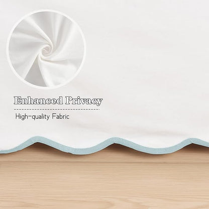 HIG Off-White Chic Full Bed Skirt - Easy Fit Scallop Edge Pleated Bedskirts, 14 Inch Drop Anti-Slip Dust Ruffle, Thick Fabric for Enhanced Privacy, Pre-Washed for Long-Lasting Use(N60022)