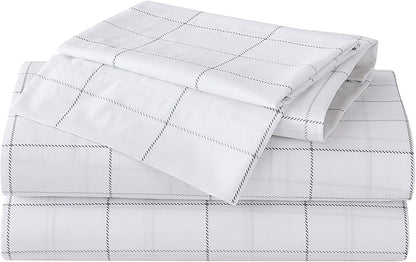 Eddie Bauer - Twin Sheet Set, Cotton Percale Bed Sheets, Crisp & Cool, Ideal Dorm Essentials (Northern Plaid Grey, Twin)